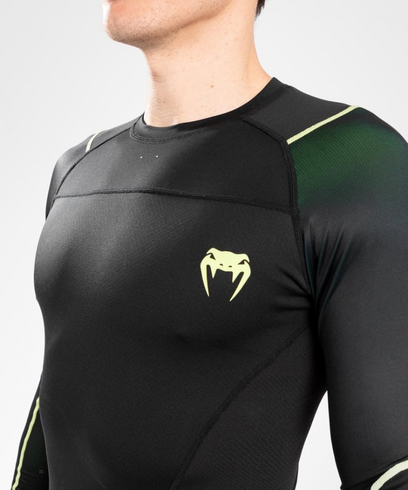 T Shirts Venum Fusion 2.0 Rashguard long sleeves Homme Noir Jaune  | XLK-8729150