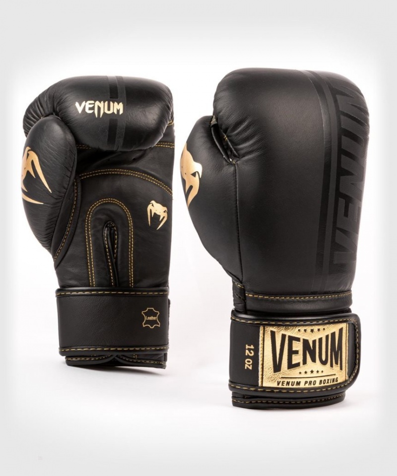 Gants De Boxe Venum Shield Pro Velcro Noir Doré  | YRM-0400504