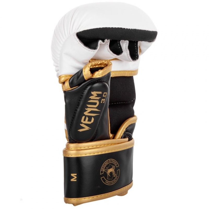 Gants D'entra?nement Venum Sparring Gloves Challenger 3.0 MMA Blanche Noir Doré  | VTI-3606932