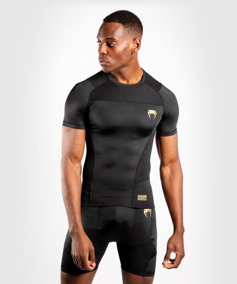 T Shirts Venum G-Fit Rashguard short sleeves Homme Noir Doré  | YEY-3536519