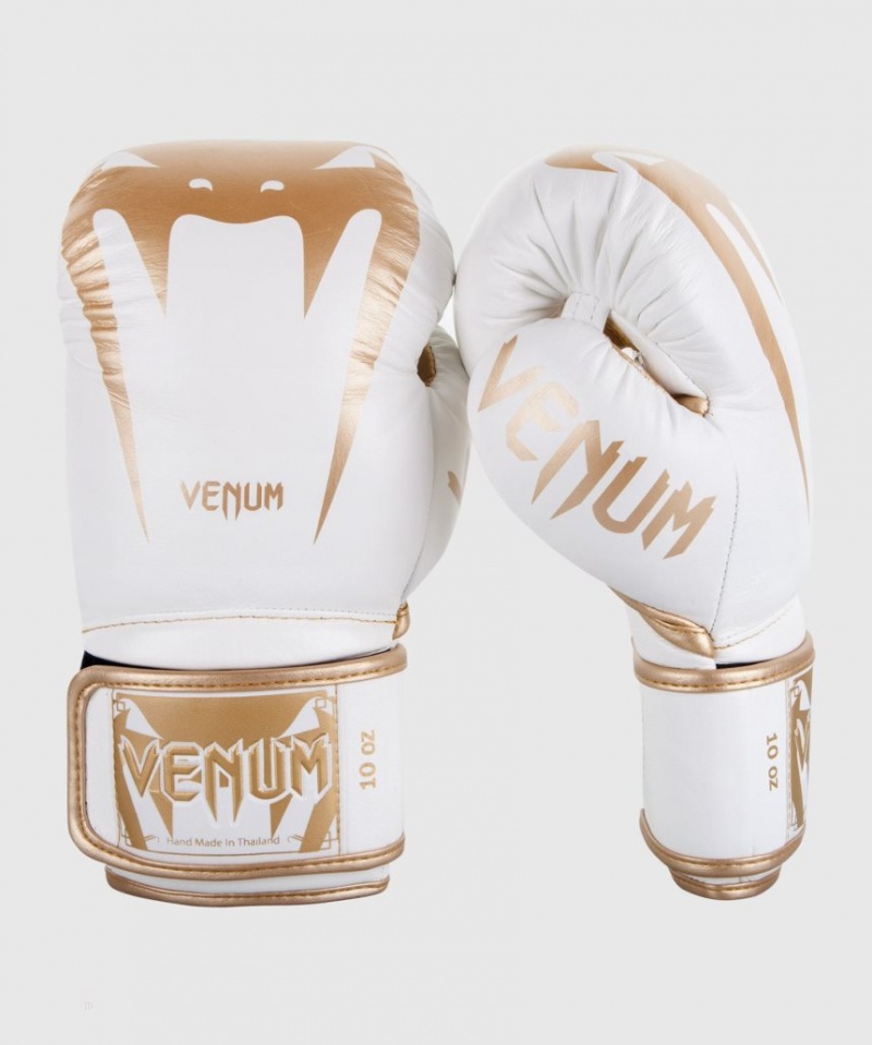 Gants De Boxe Venum Giant 3.0 Nappa Cuir Blanche Doré  | WHO-4771498