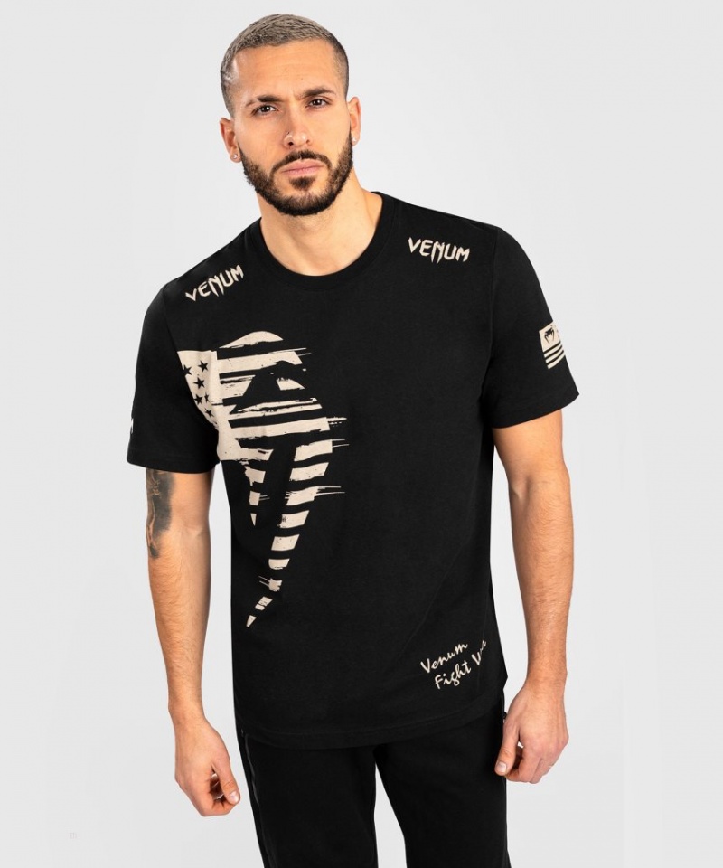 T Shirts Venum GIANT USA T-SHIRT Regular Fit Homme Noir  | JIK-9875657