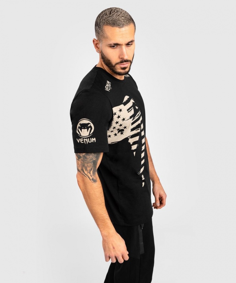 T Shirts Venum GIANT USA T-SHIRT Regular Fit Homme Noir  | JIK-9875657