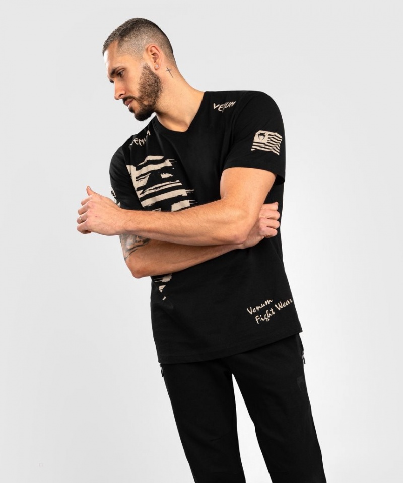 T Shirts Venum GIANT USA T-SHIRT Regular Fit Homme Noir  | JIK-9875657