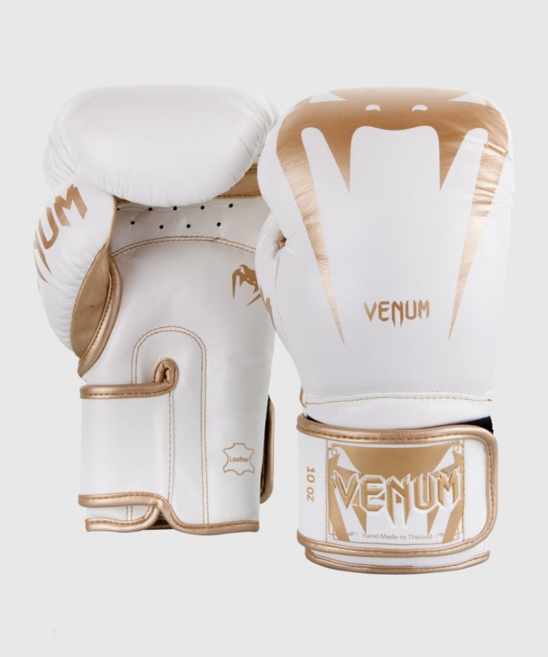 Gants De Boxe Venum Giant 3.0 Nappa Cuir Blanche Doré  | WHO-4771498