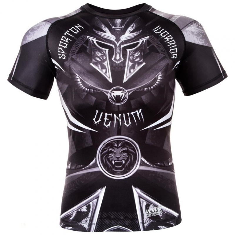 T Shirts Venum Gladiator 3.0 Rashguard Homme Noir Blanche  | FBI-8477957