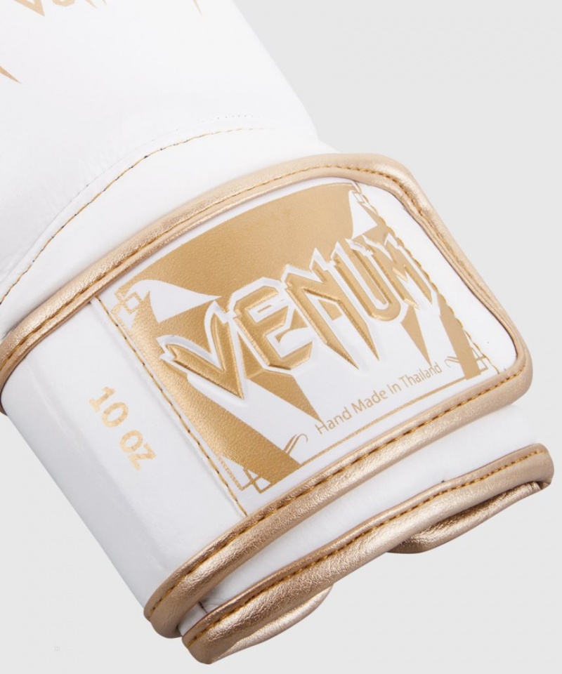 Gants De Boxe Venum Giant 3.0 Nappa Cuir Blanche Doré  | WHO-4771498