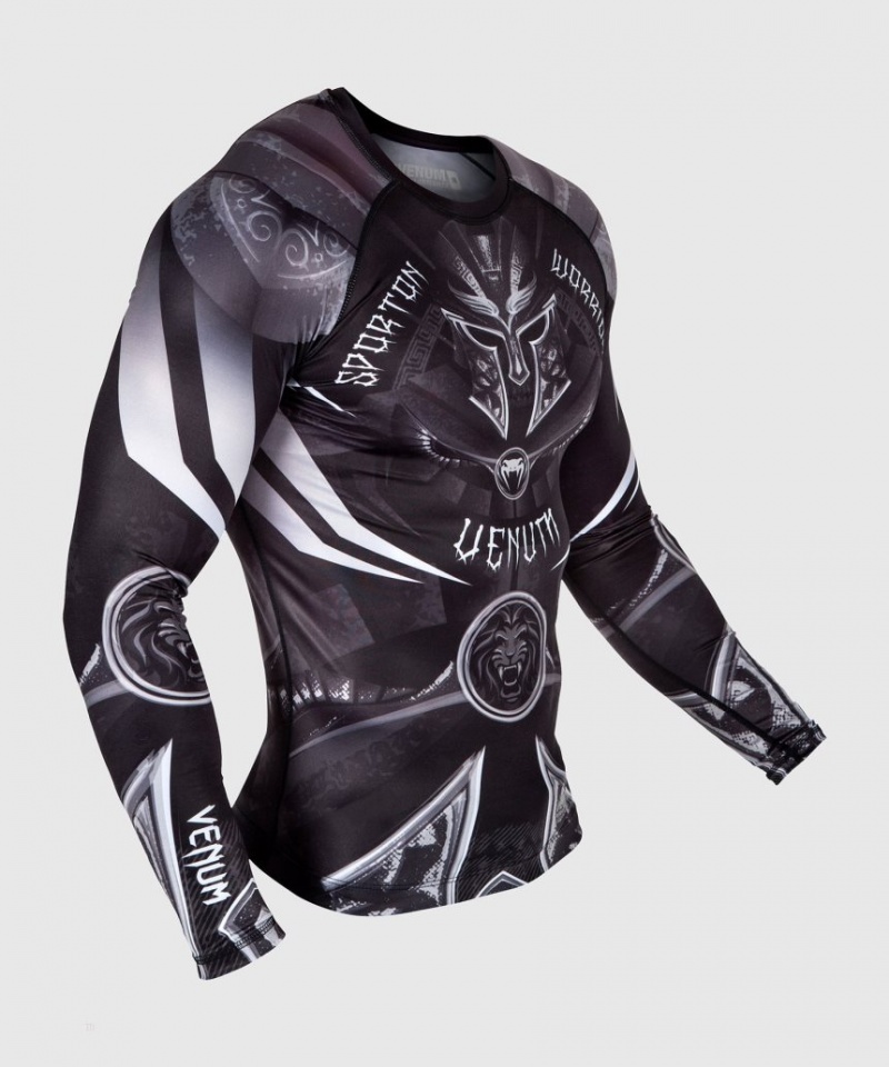 T Shirts Venum Gladiator 3.0 Rashguard Long Sleeves Homme Noir Blanche  | DWH-4108987