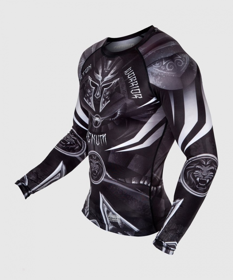 T Shirts Venum Gladiator 3.0 Rashguard Long Sleeves Homme Noir Blanche  | DWH-4108987