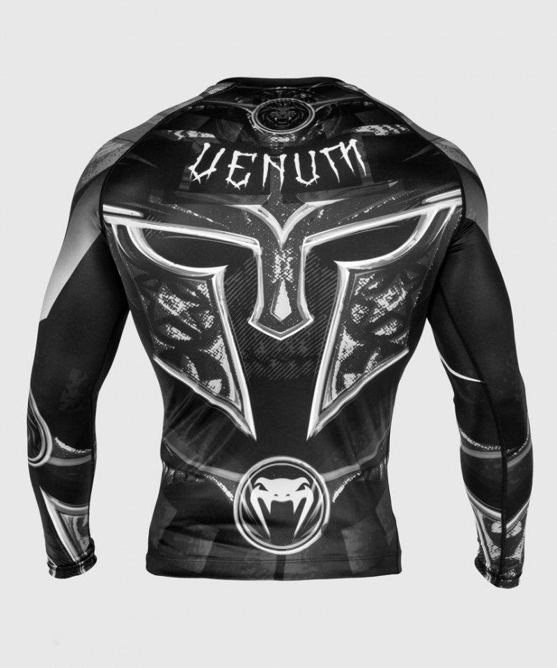 T Shirts Venum Gladiator 3.0 Rashguard Long Sleeves Homme Noir Blanche  | DWH-4108987