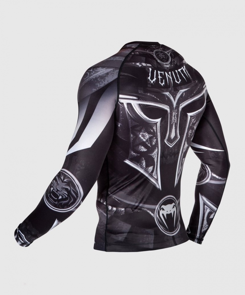 T Shirts Venum Gladiator 3.0 Rashguard Long Sleeves Homme Noir Blanche  | DWH-4108987