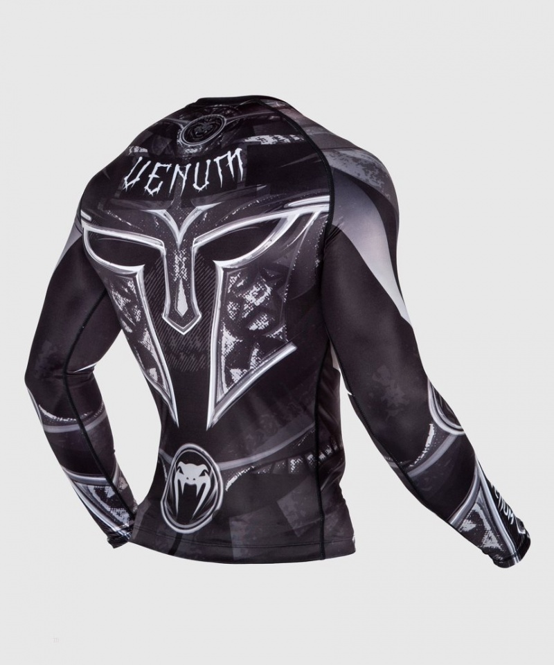 T Shirts Venum Gladiator 3.0 Rashguard Long Sleeves Homme Noir Blanche  | DWH-4108987