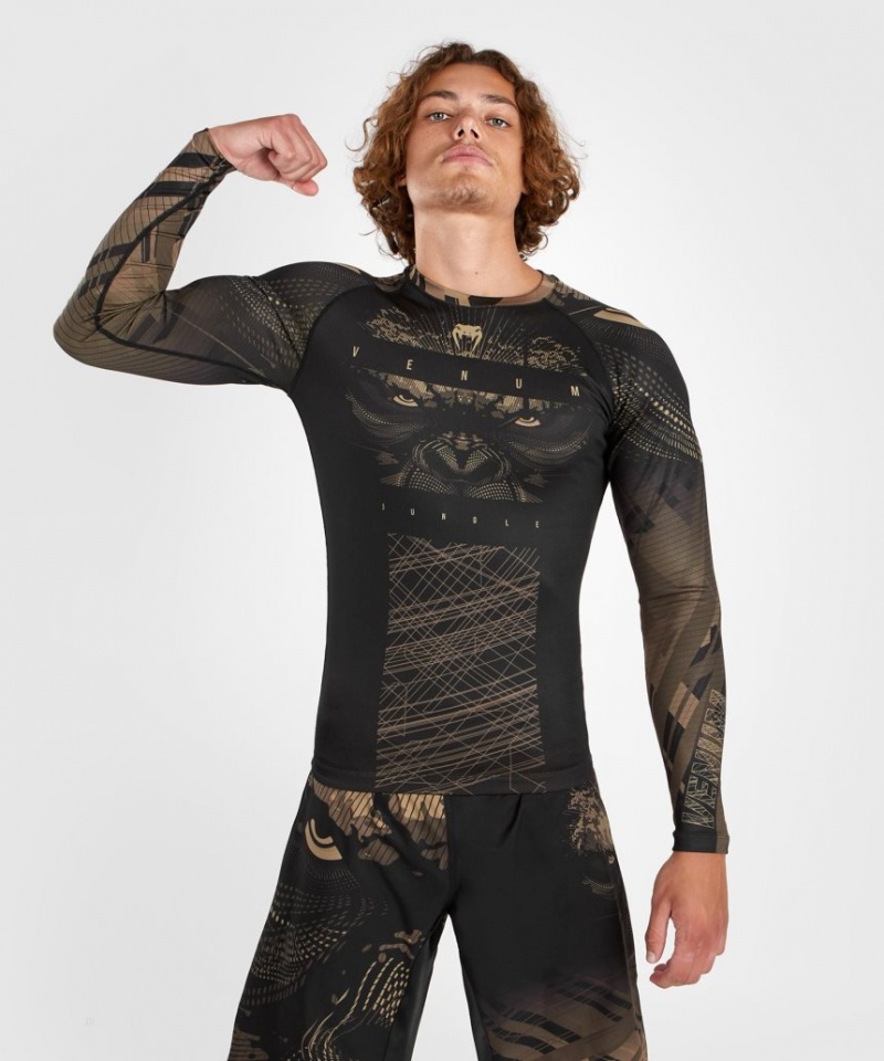 T Shirts Venum Gorilla Jungle Rashguard Long Sleeves Homme Noir Marron  | NXJ-4132247