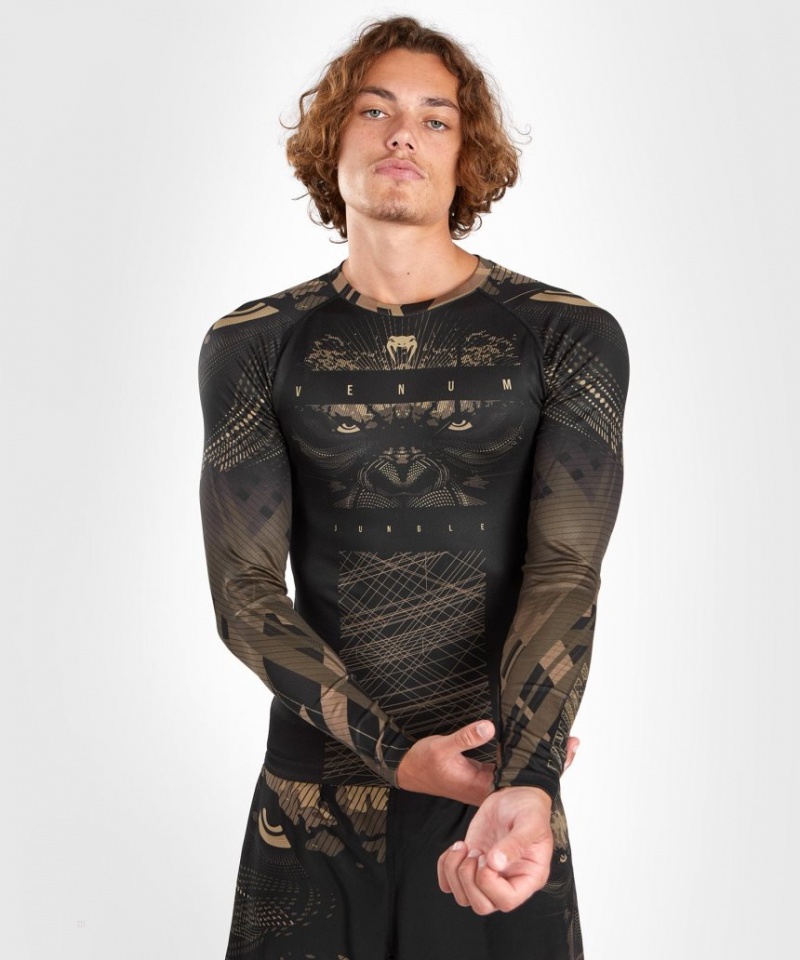 T Shirts Venum Gorilla Jungle Rashguard Long Sleeves Homme Noir Marron  | NXJ-4132247