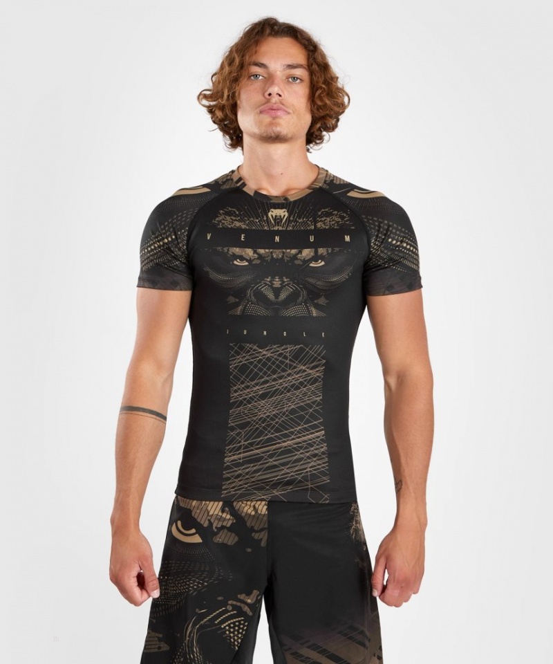 T Shirts Venum Gorilla Jungle Rashguard Corta Sleeves Homme Noir Marron  | MIP-9713698