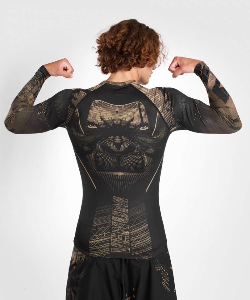 T Shirts Venum Gorilla Jungle Rashguard Long Sleeves Homme Noir Marron  | NXJ-4132247