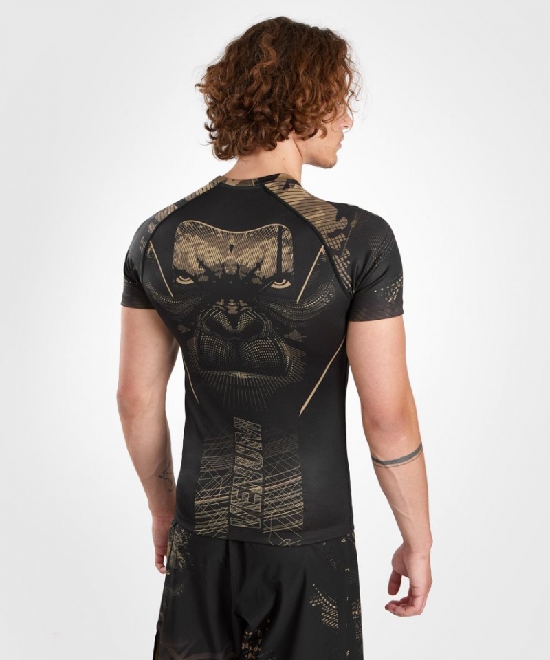 T Shirts Venum Gorilla Jungle Rashguard Corta Sleeves Homme Noir Marron  | MIP-9713698