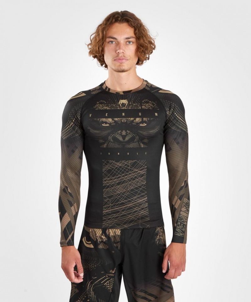 T Shirts Venum Gorilla Jungle Rashguard Long Sleeves Homme Noir Marron  | NXJ-4132247