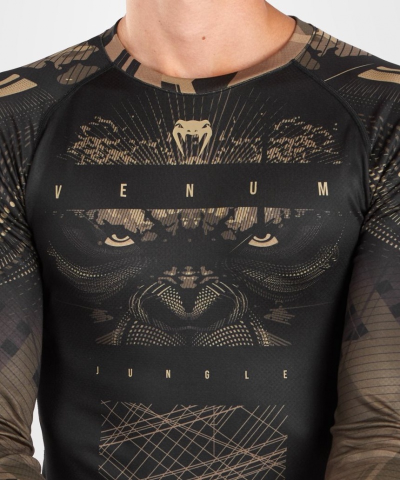 T Shirts Venum Gorilla Jungle Rashguard Long Sleeves Homme Noir Marron  | NXJ-4132247