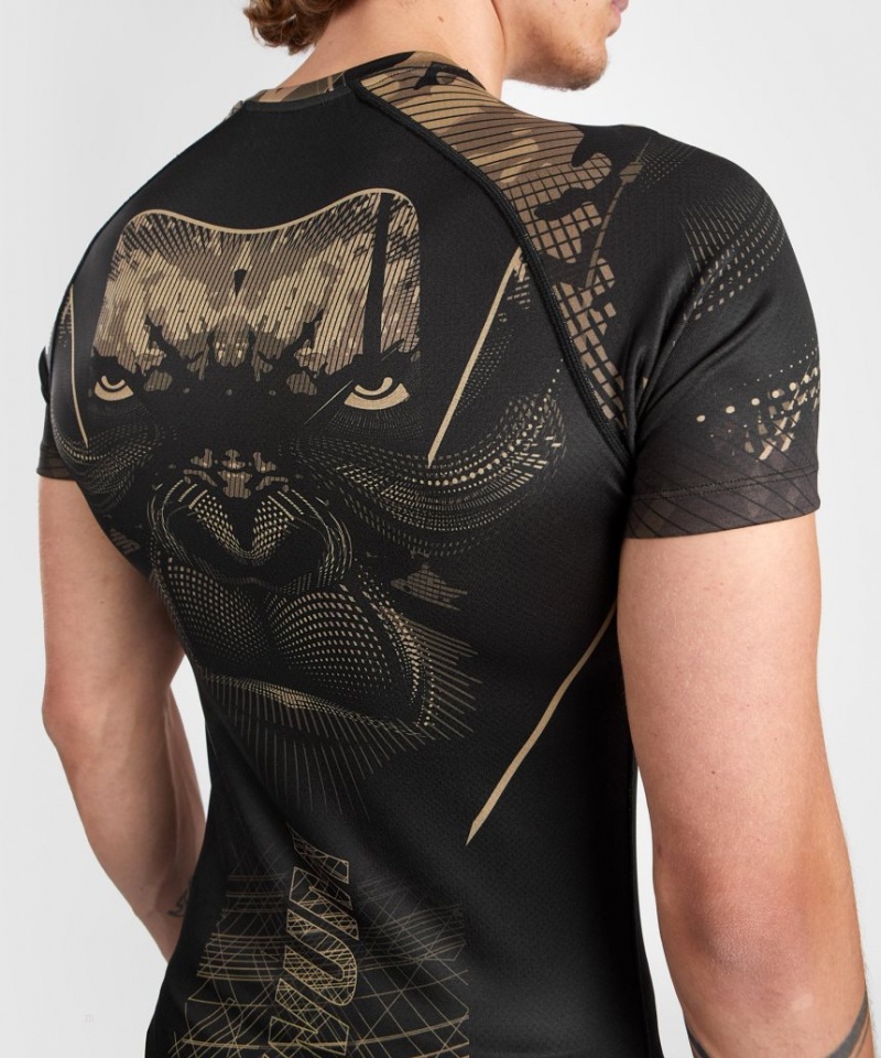 T Shirts Venum Gorilla Jungle Rashguard Corta Sleeves Homme Noir Marron  | MIP-9713698