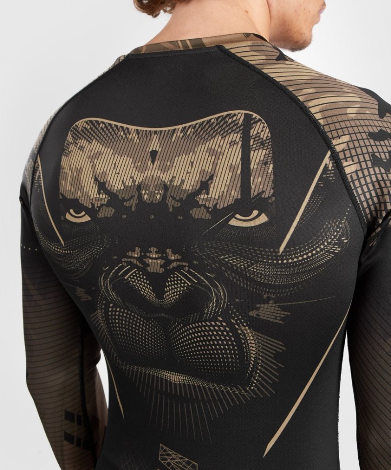 T Shirts Venum Gorilla Jungle Rashguard Long Sleeves Homme Noir Marron  | NXJ-4132247