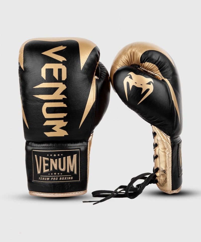 Gants De Boxe Venum Hammer Pro With Laces Noir Doré  | BHV-8932878