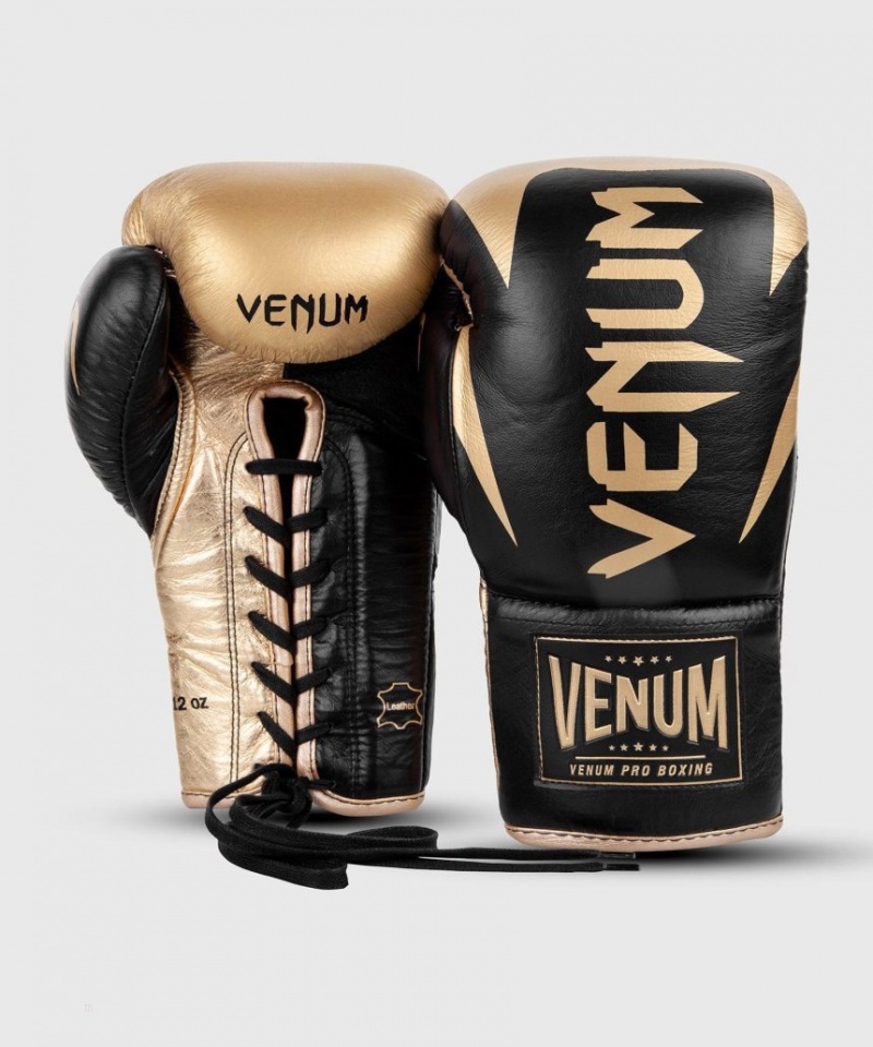 Gants De Boxe Venum Hammer Pro With Laces Noir Doré  | BHV-8932878