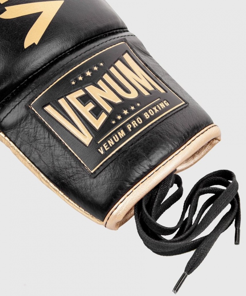 Gants De Boxe Venum Hammer Pro With Laces Noir Doré  | BHV-8932878