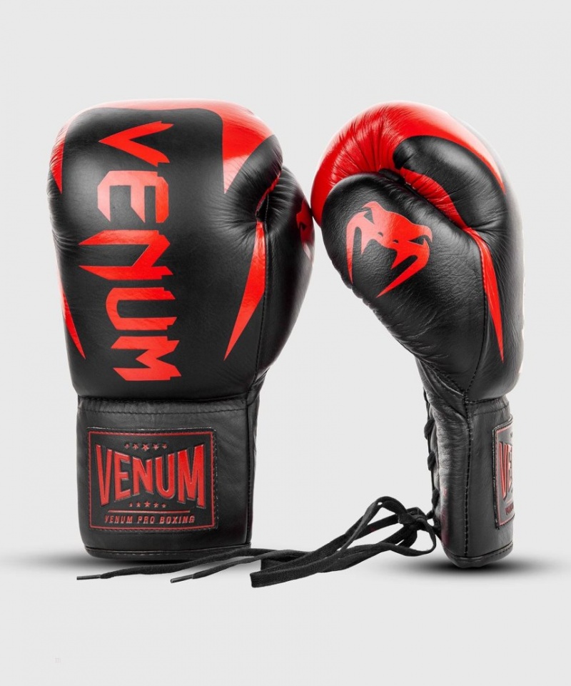 Gants De Boxe Venum Hammer Pro With Laces Noir Rouge  | FFR-8150275