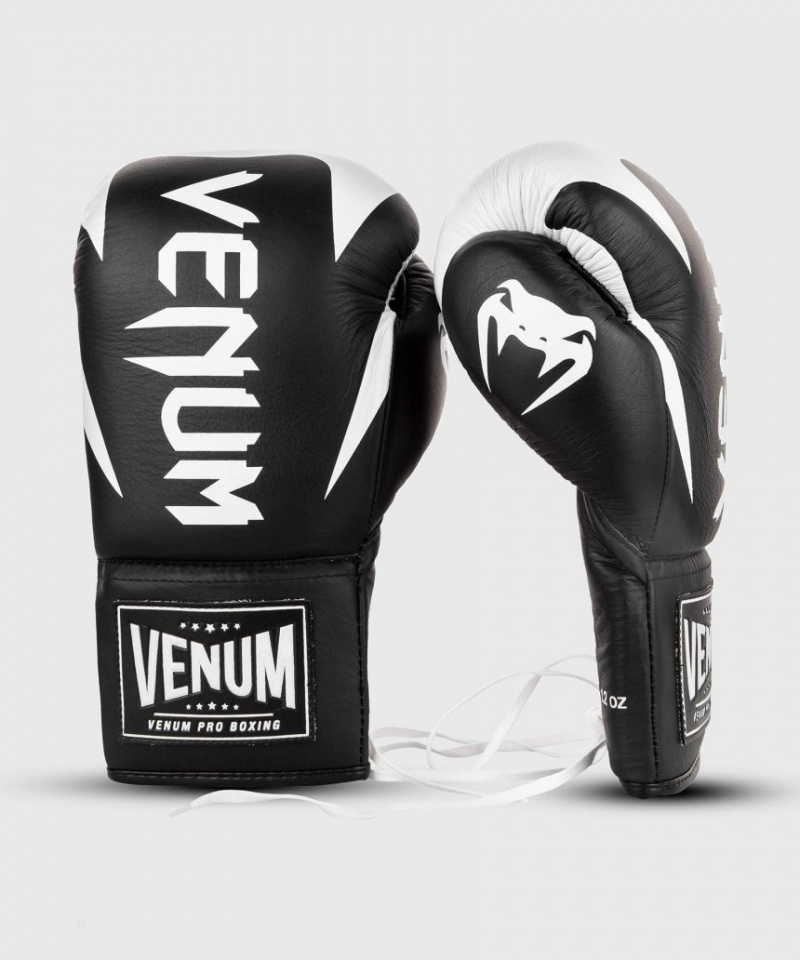 Gants De Boxe Venum Hammer Pro With Laces Noir Blanche  | QYE-7170045