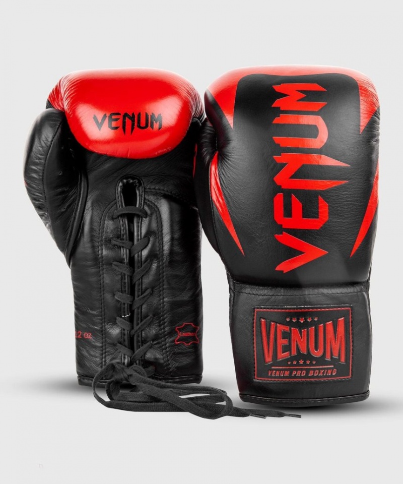 Gants De Boxe Venum Hammer Pro With Laces Noir Rouge  | FFR-8150275