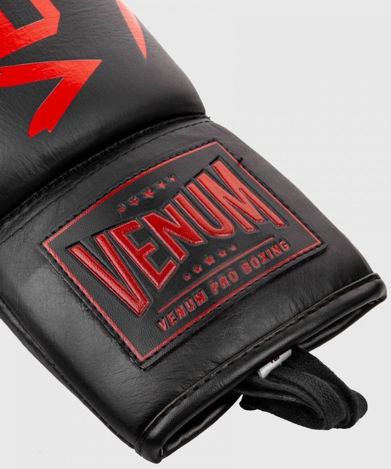 Gants De Boxe Venum Hammer Pro With Laces Noir Rouge  | FFR-8150275