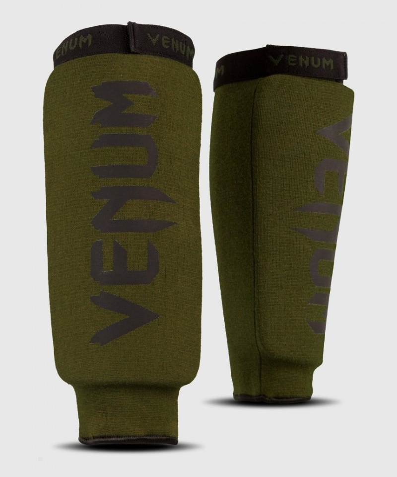 Protège Tibia Venum Kontact without foot Kaki Noir  | CBN-9315274