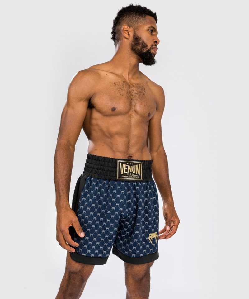 Short Venum Monogram Boxing Homme Noir Bleu Marine Bleu  | UCY-4453283