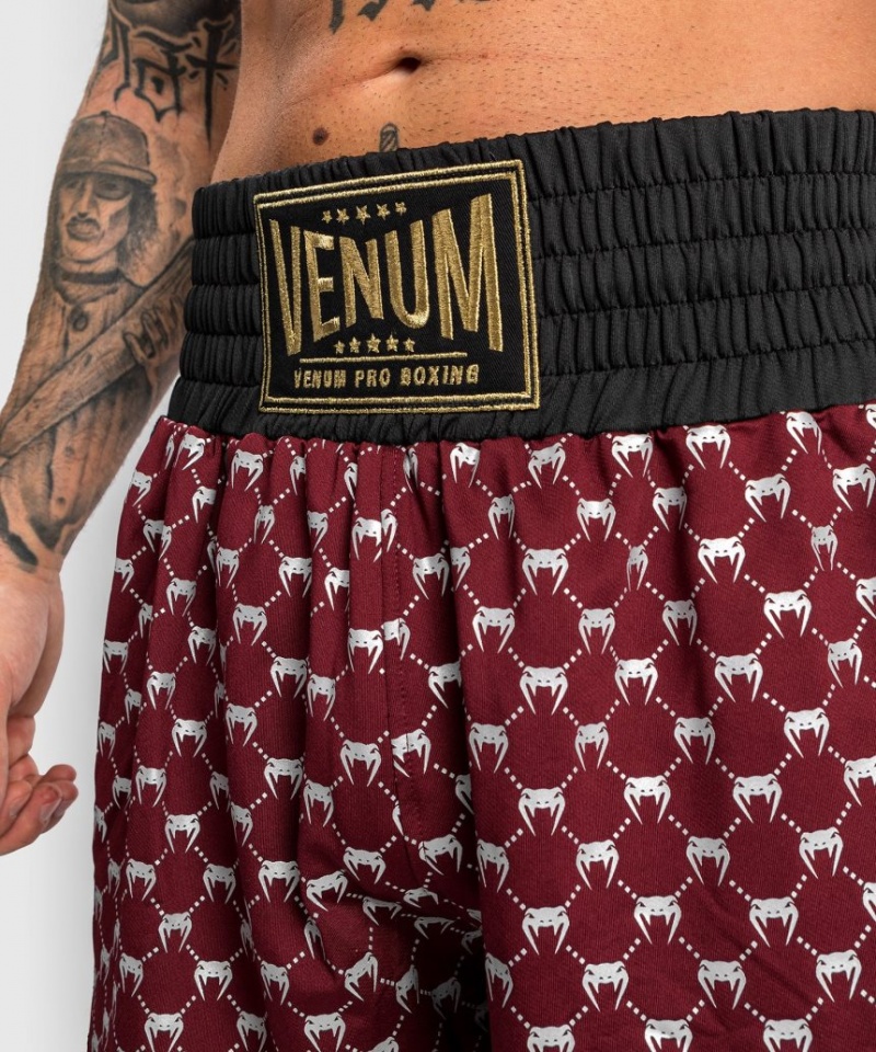 Short Venum Monogram Boxing Homme Noir Bordeaux  | QDE-5875509