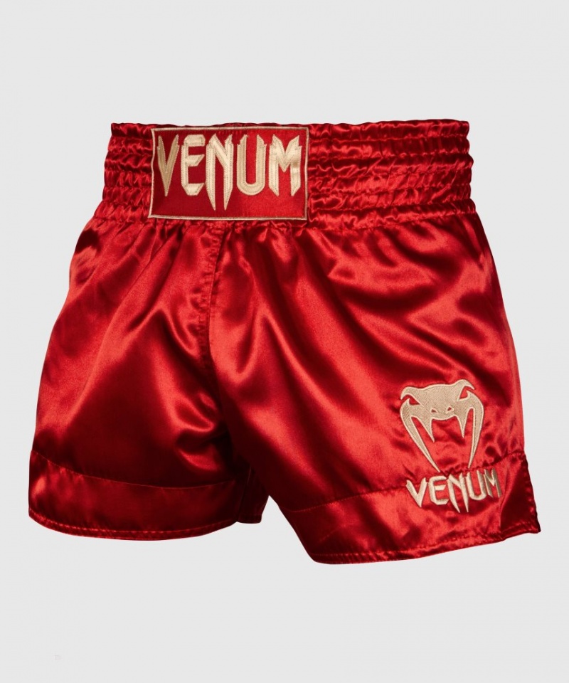 Short Venum Muay Thai Boxing Classiche Homme Bordeaux Doré  | ENH-8435455