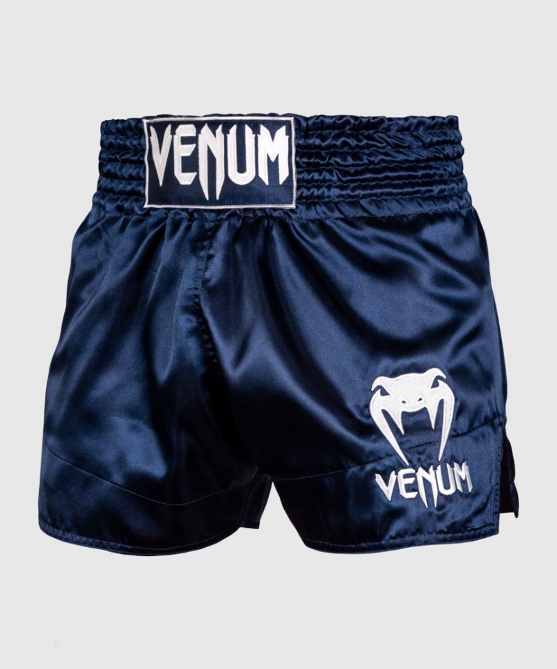 Short Venum Muay Thai Boxing Classiche Homme Bleu Marine Bleu Blanche  | YXJ-7160493