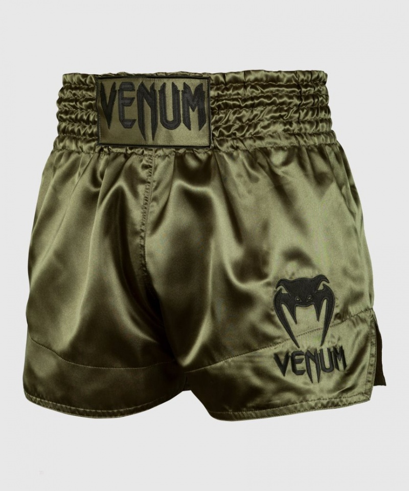 Short Venum Muay Thai Boxing Classiche Homme Kaki Noir  | HIB-1110924