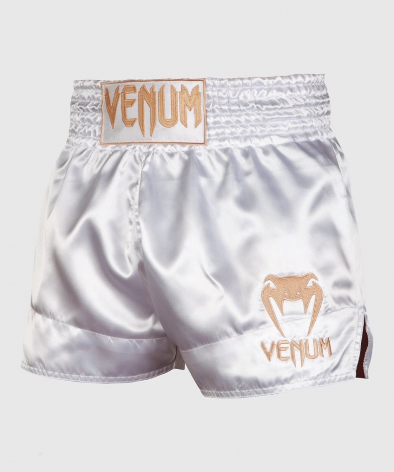 Short Venum Muay Thai Boxing Classiche Homme Blanche Doré  | NFM-7904395