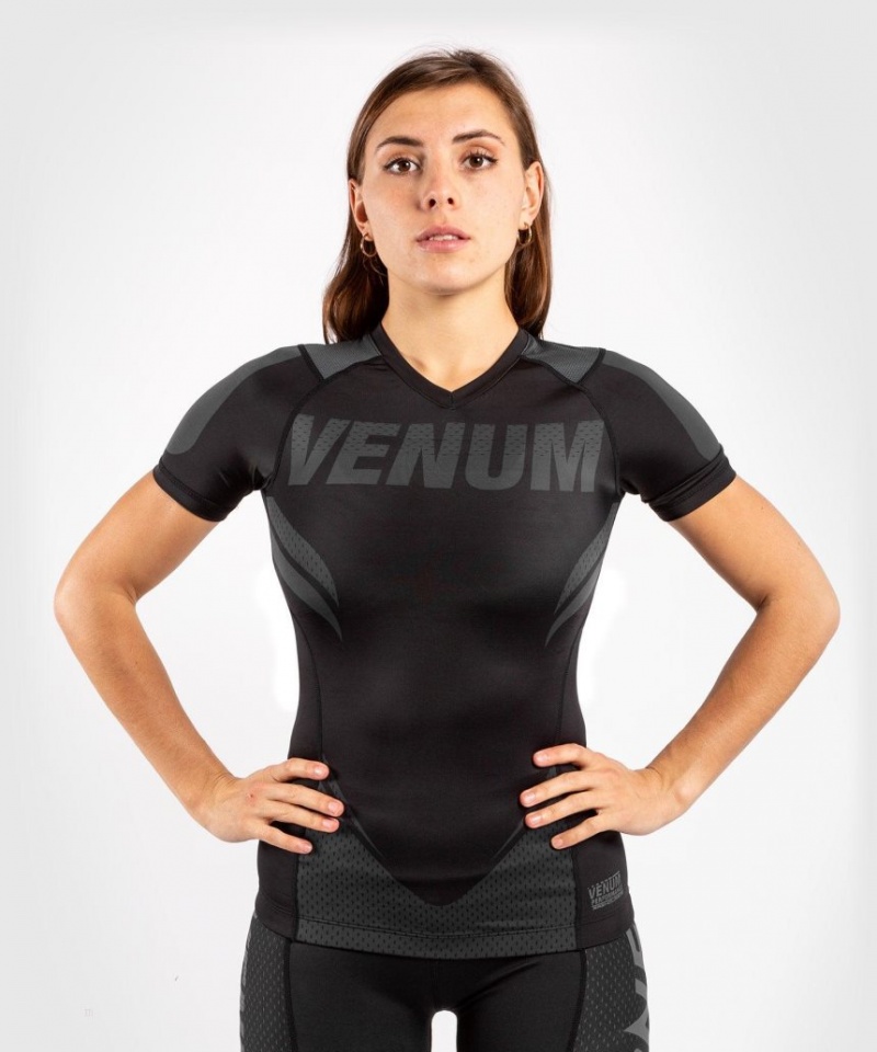 T Shirts Venum ONE FC Impact Rashguard short sleeves Femme Noir  | YRH-6232178