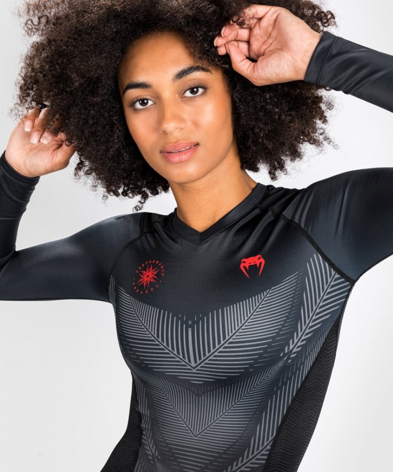 T Shirts Venum Phantom Rashguard Long Sleeves Femme Noir Rouge  | YYH-5684563