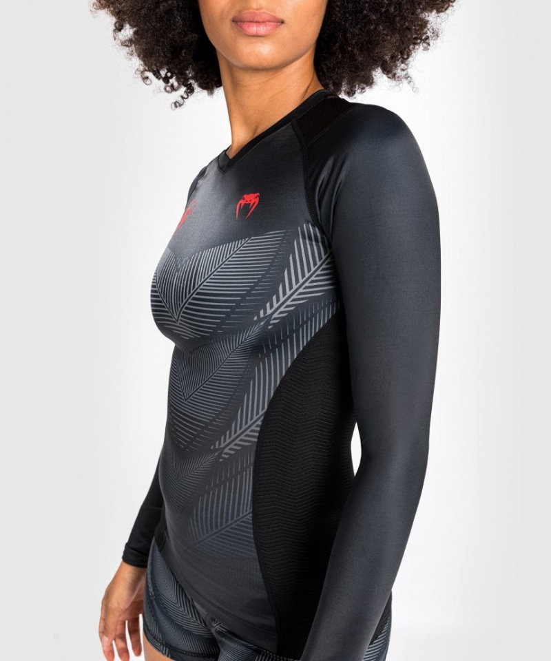 T Shirts Venum Phantom Rashguard Long Sleeves Femme Noir Rouge  | YYH-5684563