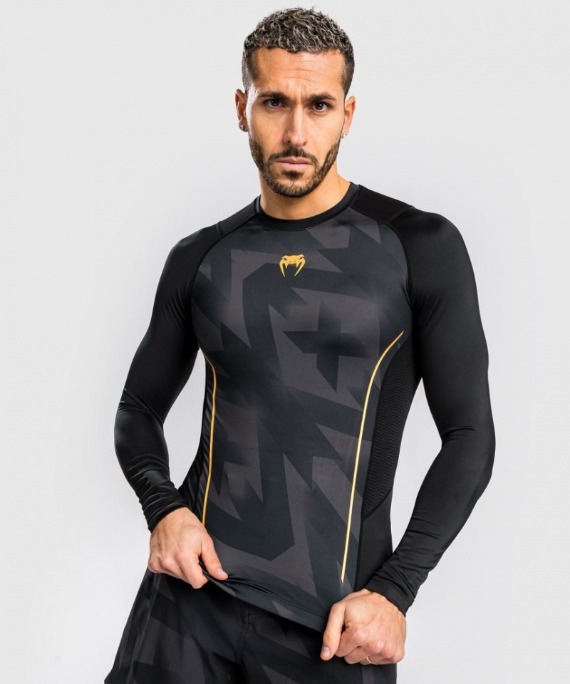 T Shirts Venum Razor Rashguard Long Sleeves Homme Noir Doré  | PNX-5101561