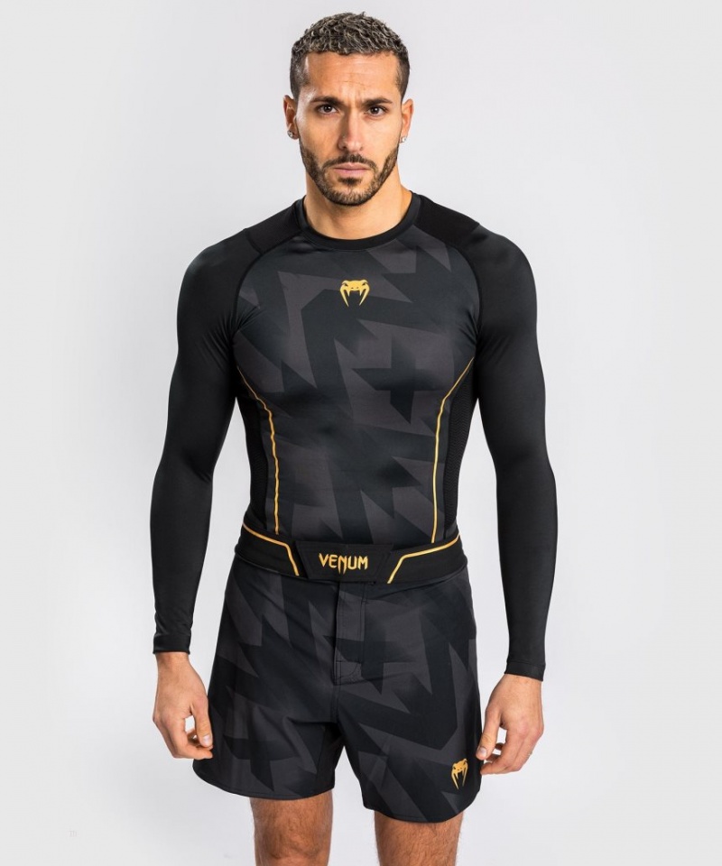 T Shirts Venum Razor Rashguard Long Sleeves Homme Noir Doré  | PNX-5101561