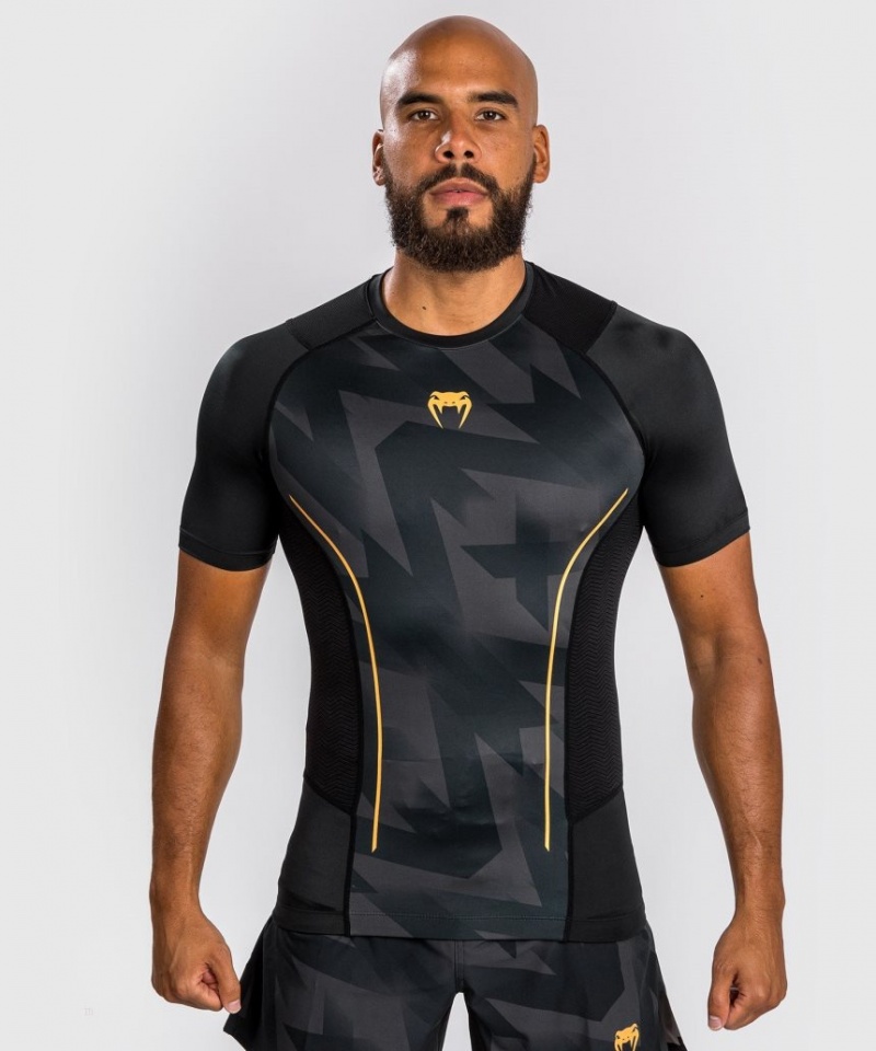 T Shirts Venum Razor Rashguard Corta Sleeves Homme Noir Doré  | JKK-4305185