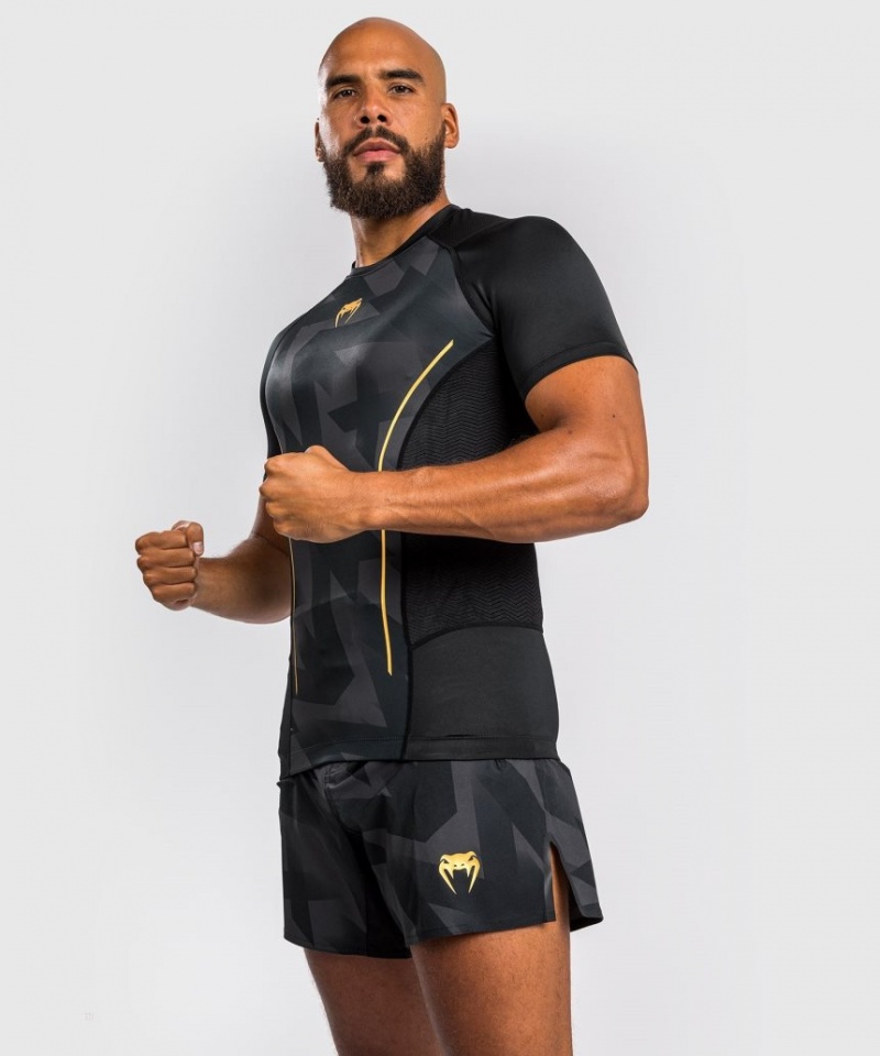 T Shirts Venum Razor Rashguard Corta Sleeves Homme Noir Doré  | JKK-4305185