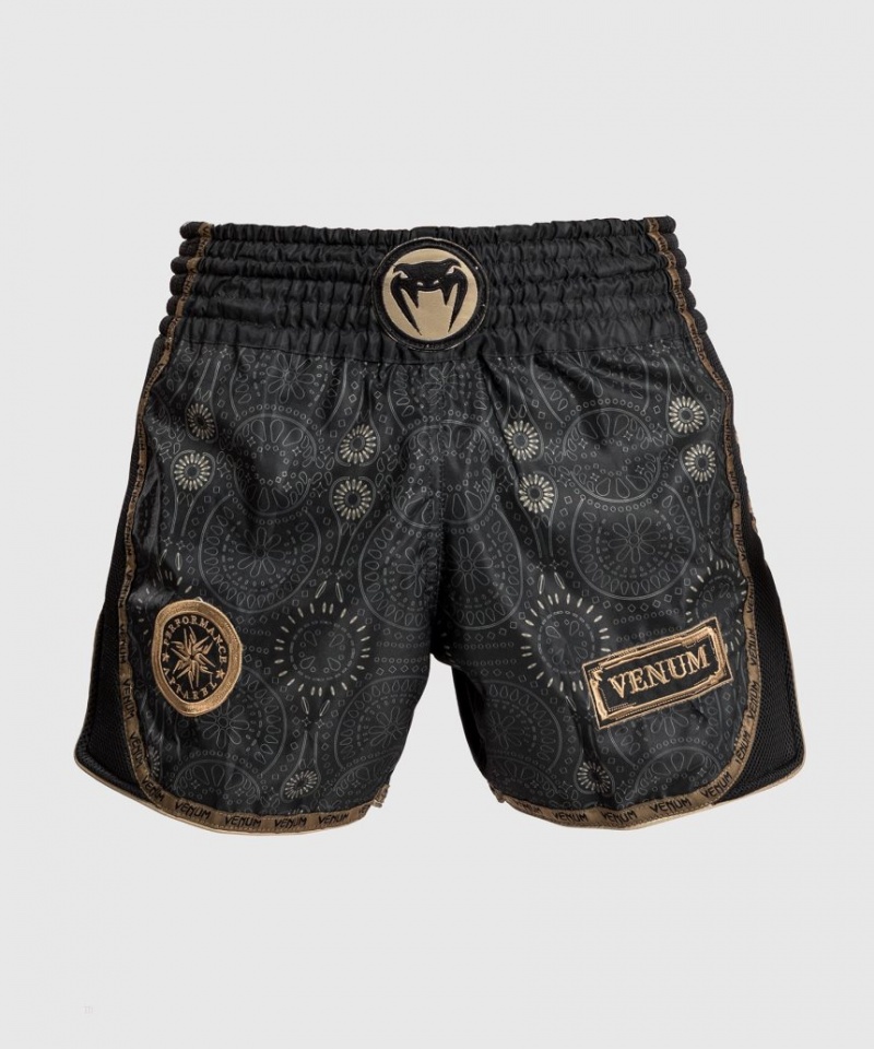 Short Venum Santa Muerte Dark Side Muay Thai Boxing Homme Noir Marron  | GCJ-9479040