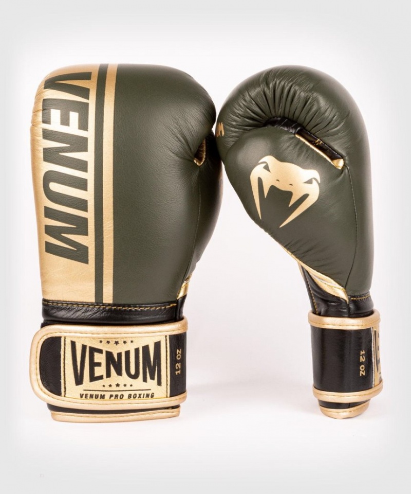 Gants De Boxe Venum Shield Pro Velcro Kaki Doré  | KUM-8287226