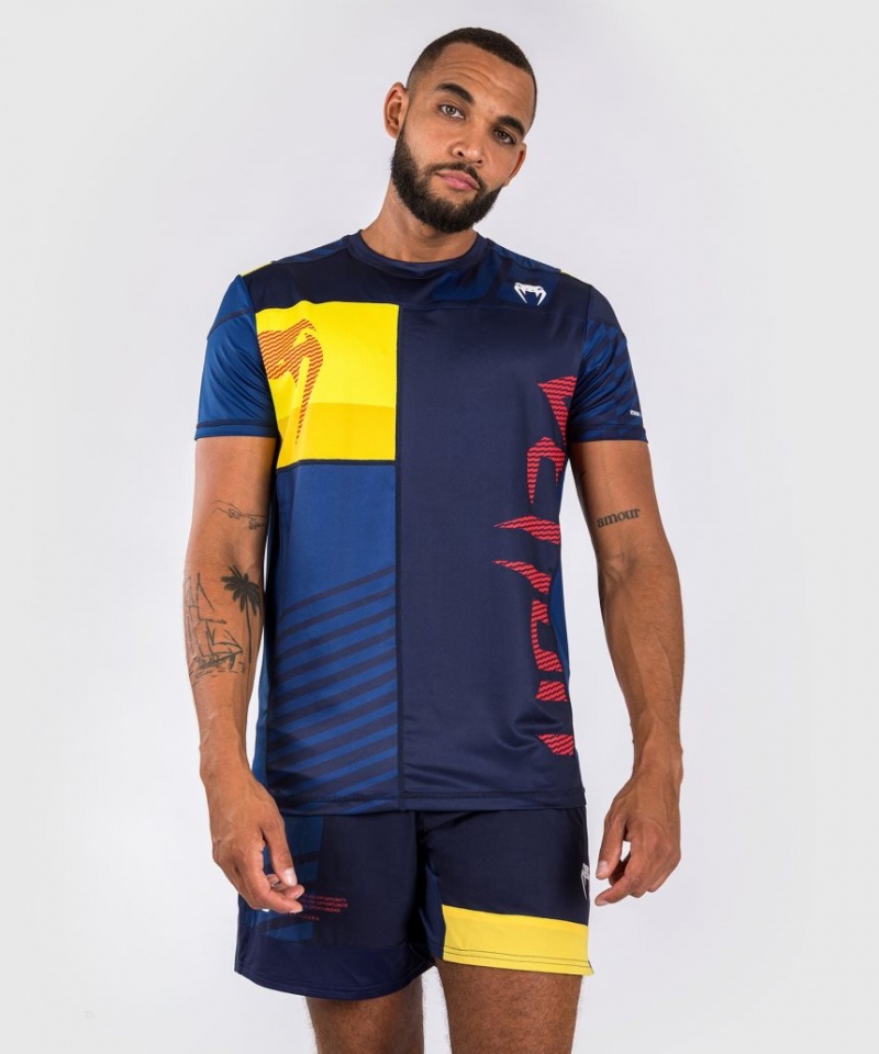 T Shirts Venum Sport 05 Dry Tech Homme Bleu Jaune  | VOT-1216514