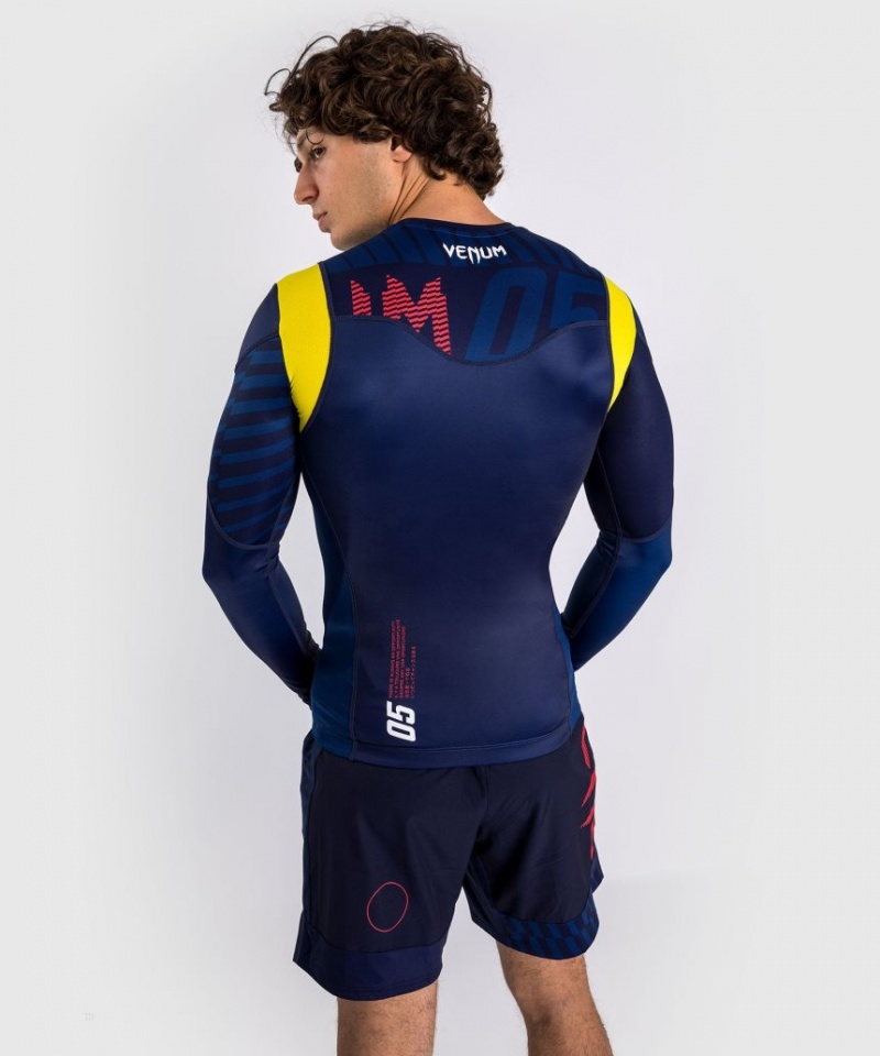 T Shirts Venum Sport 05 Rashguard Long Sleeves Homme Bleu Jaune  | AJS-7078776